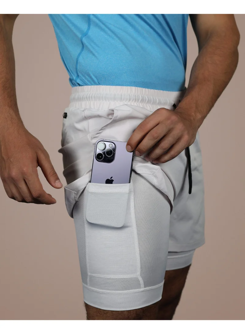 THUGFIT  SprintHint 2 in 1 Shorts (7" Inseam) - White for Men | Best Price UAE